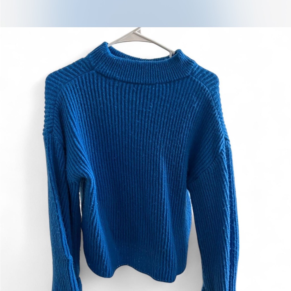 SHEIN Cobalt Blue Ribbed Turtleneck Sweater